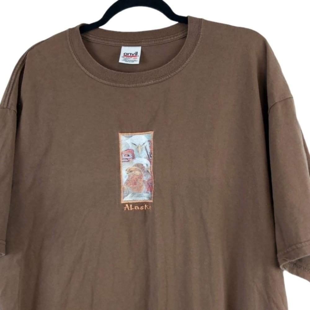 Vintage Anvil Brown Cotton  Eagle Alaska Shirt 2X
